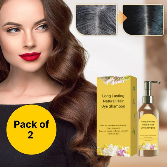 Long Lasting Natural Hair Dye Shampoo - Plant Extract Formula (Pack of 2)