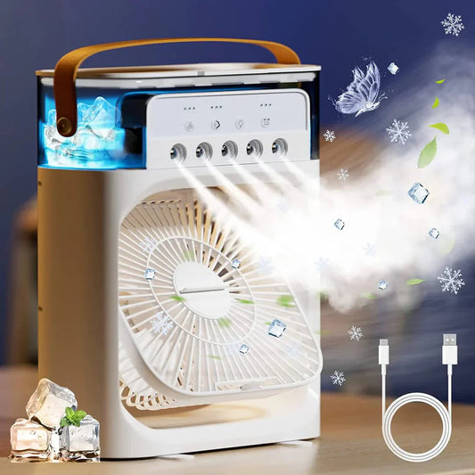 Portable USB Air Cooler Fan | Mist Spray & Humidifier
